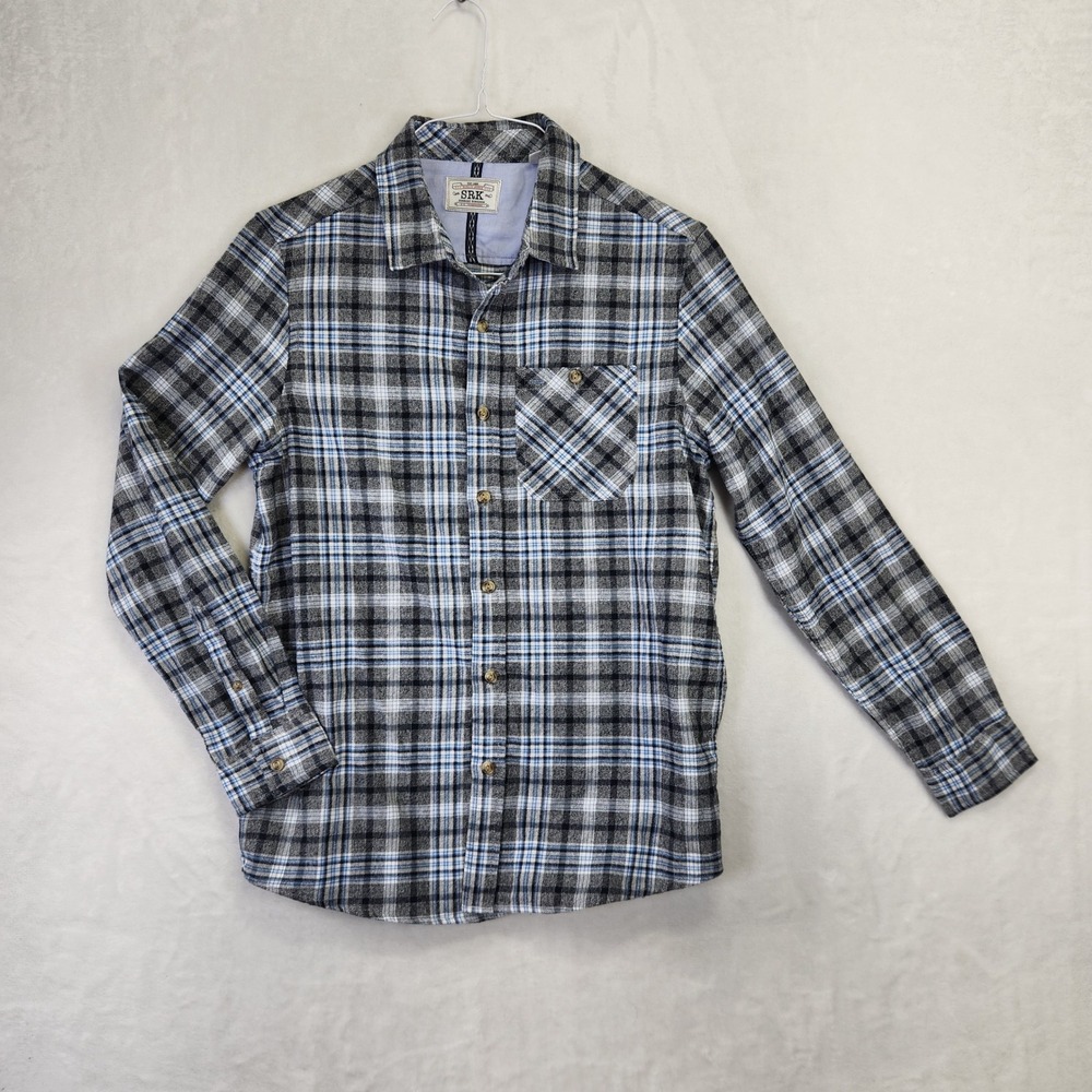 SRK Sunrise Kingdom Mens‎ Plaid Flannel Long Sleeve Button Up Shirt Size S